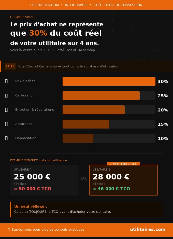 Infographie TCO utilitaires électrique vs diesel