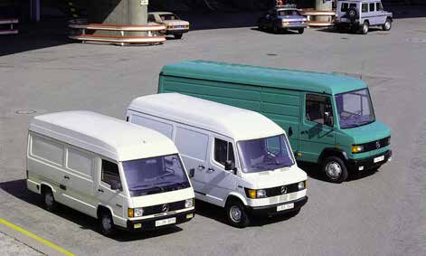 Gamme utilitaires Mercedes-Benz 1988 avec le MB 100 D, le T1 et le T2 N